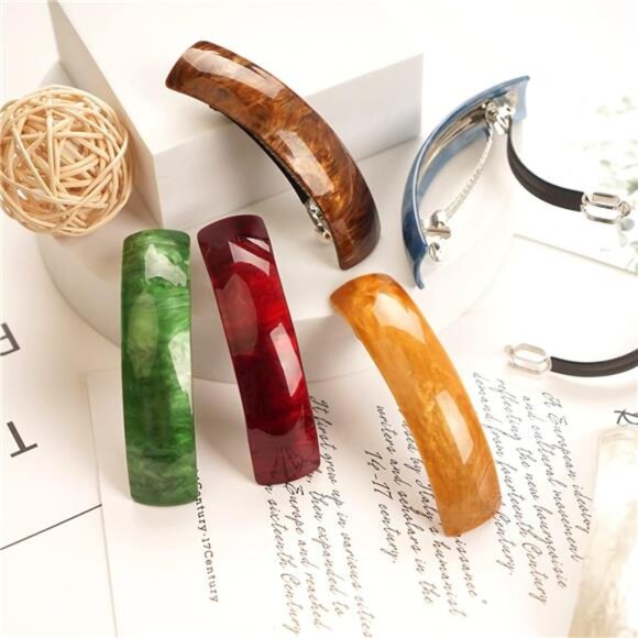 12pcs Retro Acrylic Hair Barrettes Automatic Large Hair Clip Elegant French - Picture 5 of 14